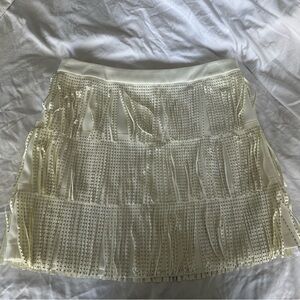White Fringe Skirt